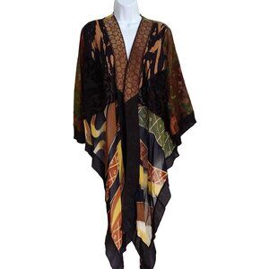 STERLING STYLES Artsy Boho Patchwork Open Front Sheer Retro Jacket OS